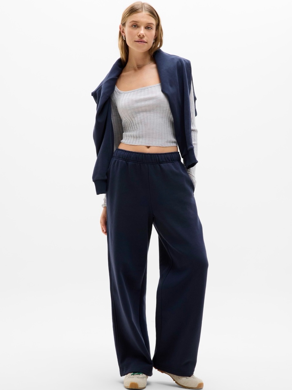 Athleta Forever Fleece Wide Leg.  Navy. 1X